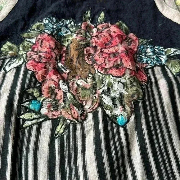 Free People Sleeveless Floral Lace Boho Summer Tank Top Size M Small Tie-Back - Picture 2 of 5